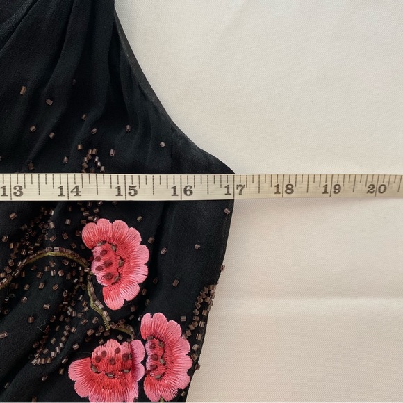 Y2K Xscape Black/ Pink Annabella Silk Beaded Floral Mermaid Maxi Dress Size 10 - Picture 14 of 16
